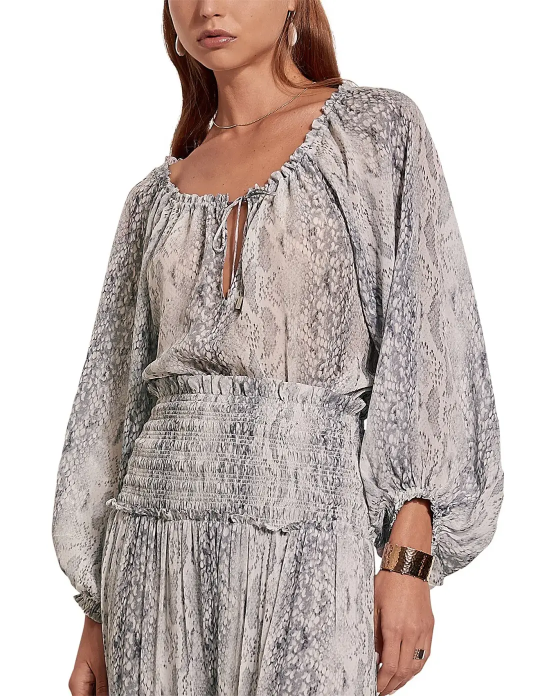 Steele Set Nile Blouse & Skirt Grey AU 8 for rent on The Volte - main image