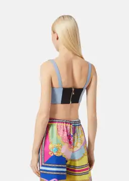 Versace Ventagli Denim Bralette Top Blue Size AU 8 for rent on The Volte - image 2