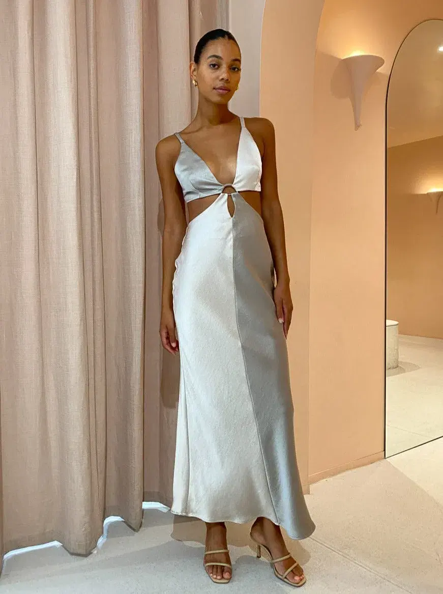 BEC & BRIDGE STONE MULTI FELIX V NECK MAXI DRESS - SIZE 6 AU/2 US(RRP $300 for rent on The Volte - main image