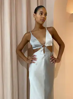 BEC & BRIDGE STONE MULTI FELIX V NECK MAXI DRESS - SIZE 6 AU/2 US(RRP $300 for rent on The Volte - image 3