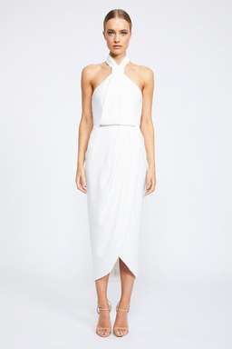 Shona Joy Core Knot Draped Dress White Size 8 for rent on The Volte - image 1