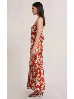 Bec & Bridge Blossom Strapless Maxi Dress Rust Print Size AU 6 for rent on The Volte - image 2