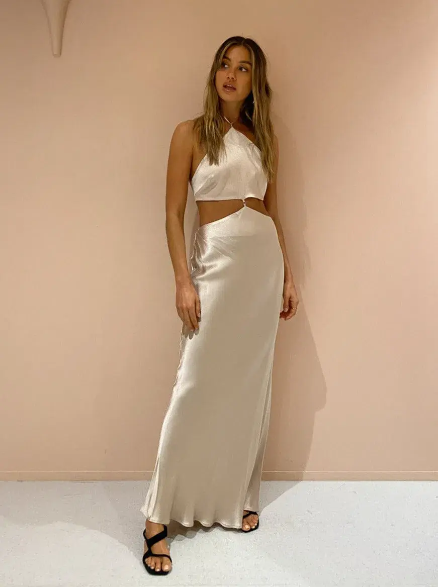 BEC & BRIDGE SAND KARA MAXI DRESS - SIZE 10 AU/6 US (RRP $260) for rent on The Volte - main image
