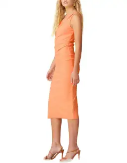 Bec & Bridge Clover Asymmetric Sleeveless Midi Dress Tangerine Size 10