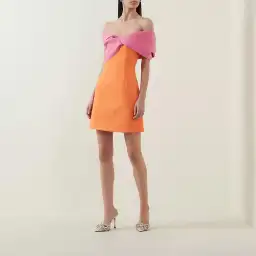 Rachel Gilbert Matteo Off Shoulder Mini Dress Orange/Pink Size 1 / AU 8 for rent on The Volte - image 1