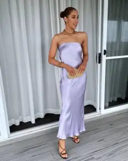 Bec & Bridge Moon Dance Strapless Midi Dress Lilac Size 8 / S for rent on The Volte - image 1