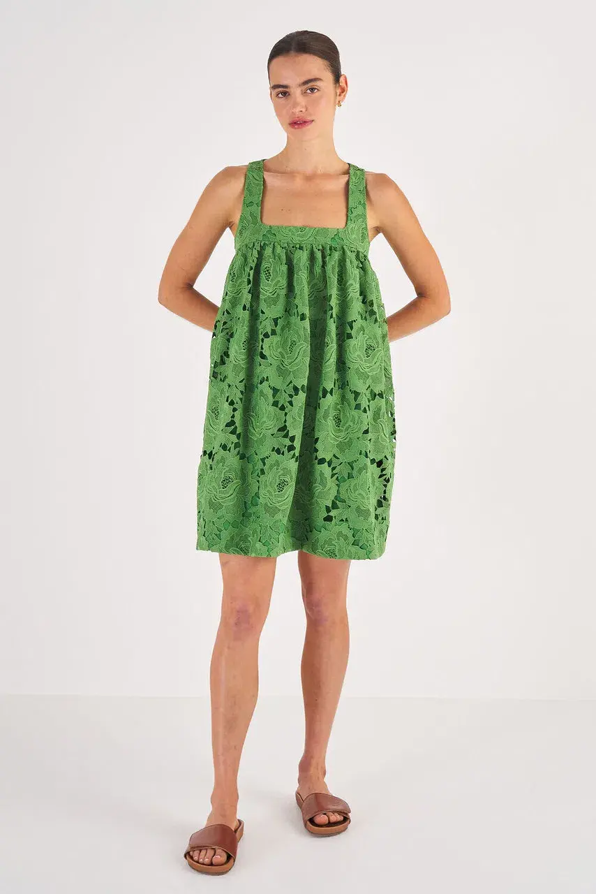 Oroton Lace Sun Dress in Garden Green Size 6 for rent on The Volte - main image