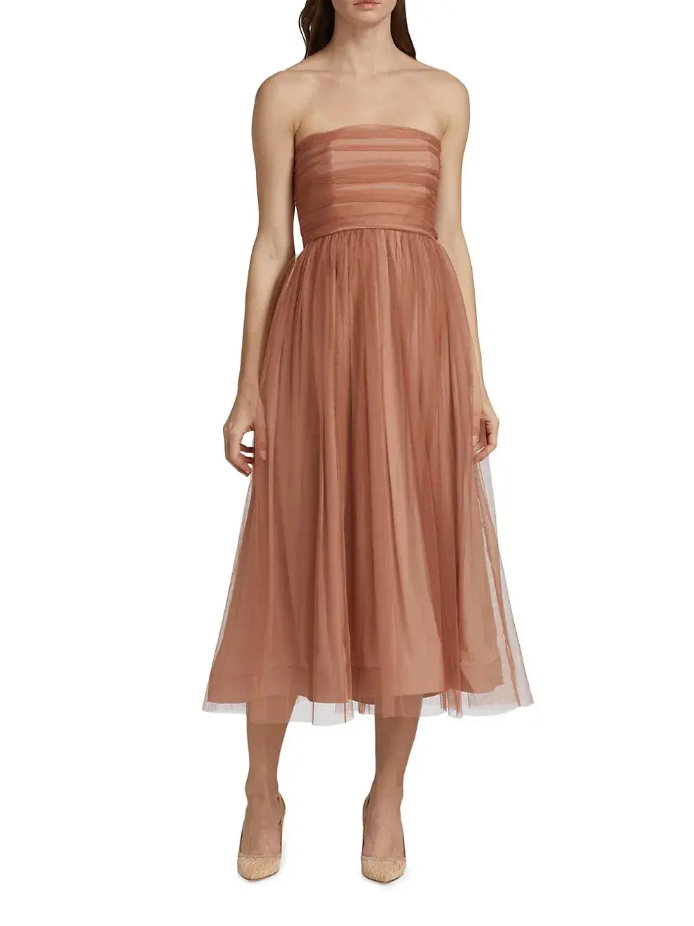 Zimmermann Tulle Strapless Midi Dress in Lipstick Size 1/AU 10 for rent on The Volte - main image