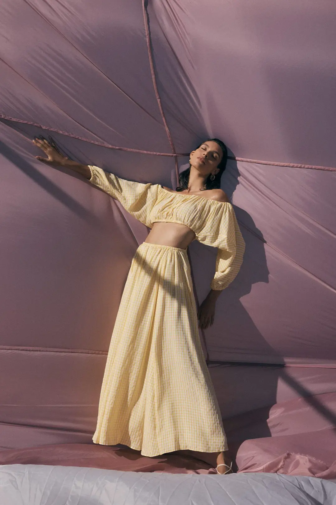 Scanlan Theodore Gingham Cut Out Dress Yellow Size 8 for rent on The Volte - main image