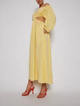 Scanlan Theodore Gingham Cut Out Dress Yellow Size 8 for rent on The Volte - image 2