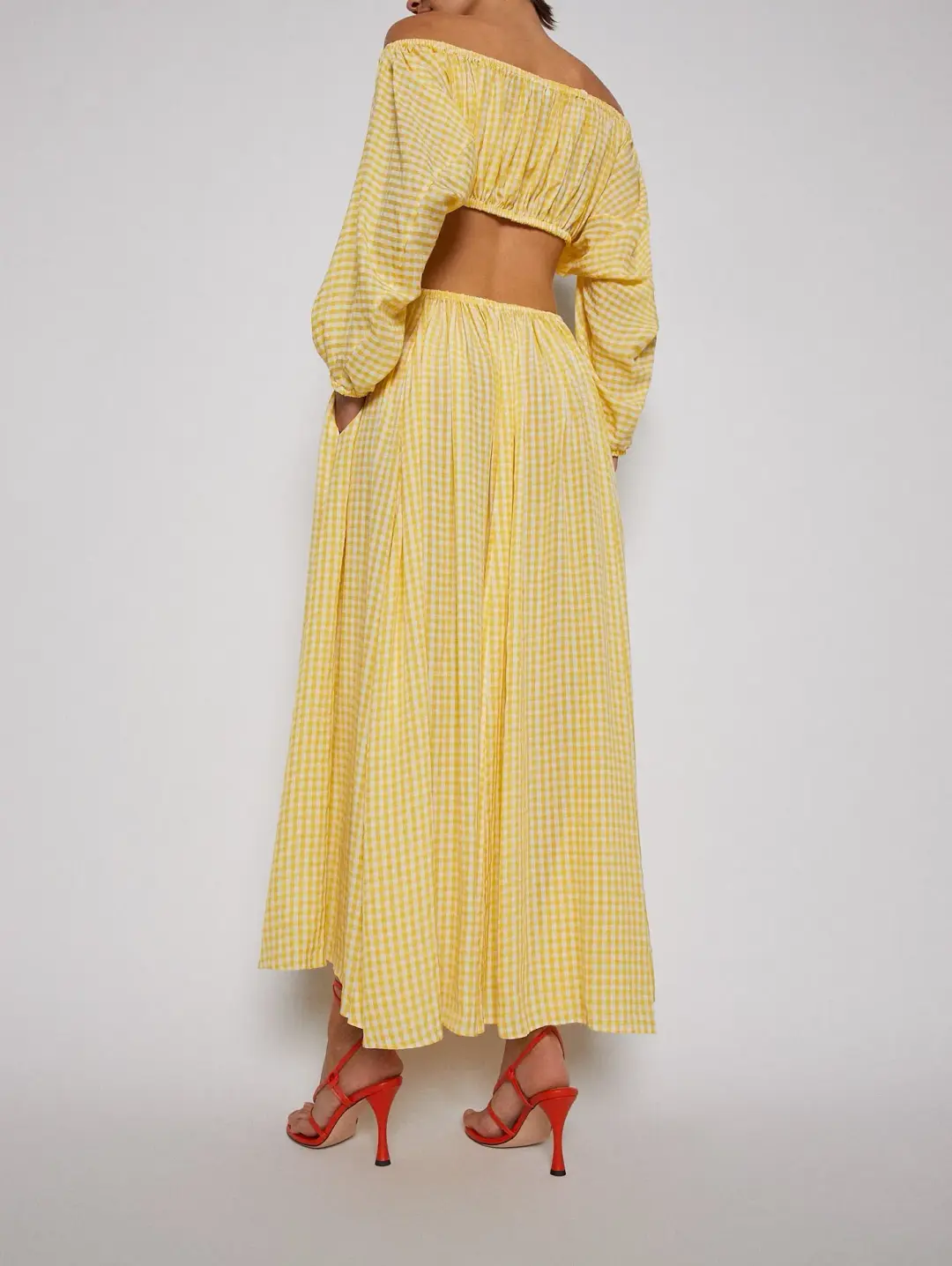 Scanlan Theodore Gingham Cut Out Dress Yellow Size 8 for rent on The Volte - main image