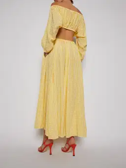 Scanlan Theodore Gingham Cut Out Dress Yellow Size 8 for rent on The Volte - image 3