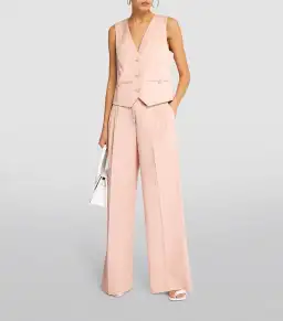 Shona Joy Sara Oversized Tailored Vest Size 8 and Tailored Wide Leg Pants Size 10 Set Powdered Pink for rent on The Volte - image 1