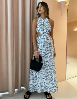 Sir the Label Dimitri Open Back Dress Print Size 8