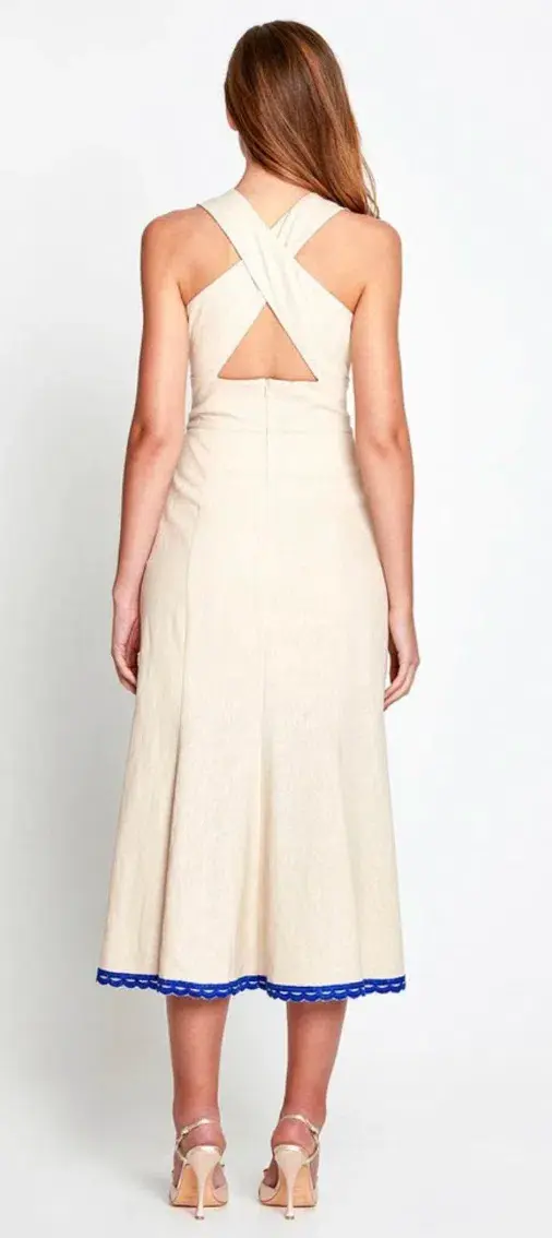 Alice McCall Wild Horses Midi Dress Cream/Blue Size 8 / S for rent on The Volte - main image