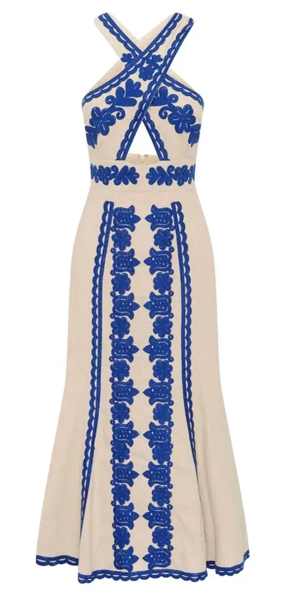 Alice McCall Wild Horses Midi Dress Cream/Blue Size 8 / S for rent on The Volte - main image