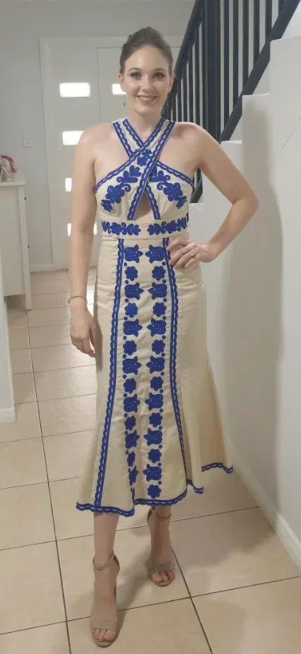 Alice McCall Wild Horses Midi Dress Cream/Blue Size 8 / S for rent on The Volte - main image