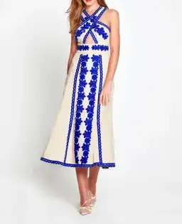 Alice McCall Wild Horses Midi Dress Cream/Blue Size 8 / S for rent on The Volte - image 1