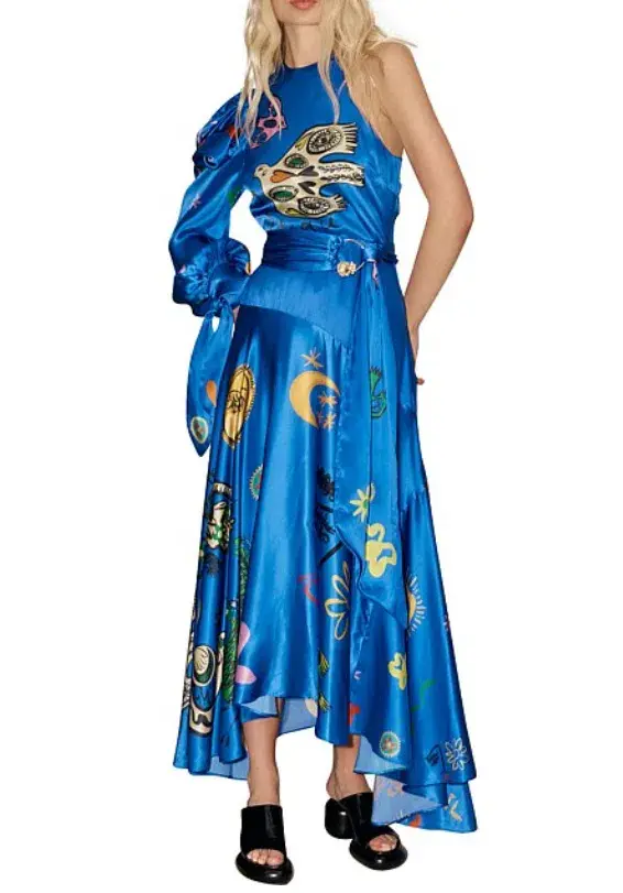 Alemais Soleil One Shoulder Midi Dress Blue Size 6 for rent on The Volte - main image