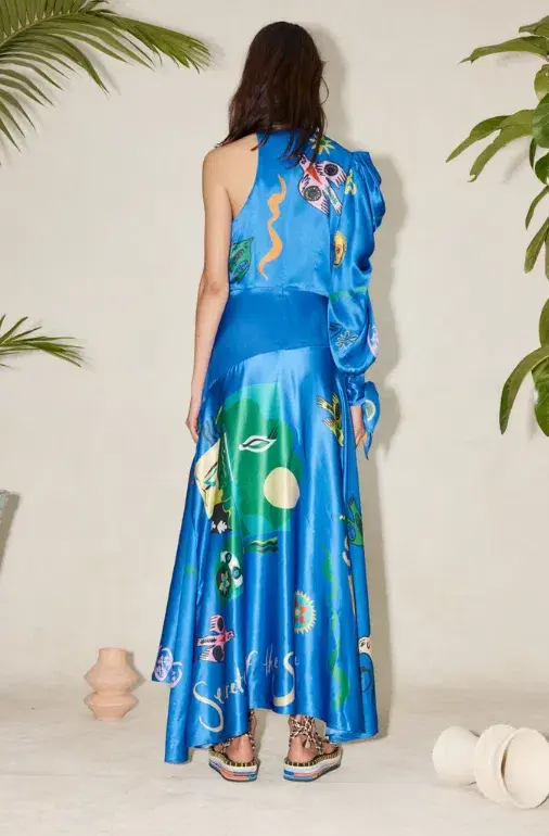 Alemais Soleil One Shoulder Midi Dress Blue Size 6 for rent on The Volte - main image