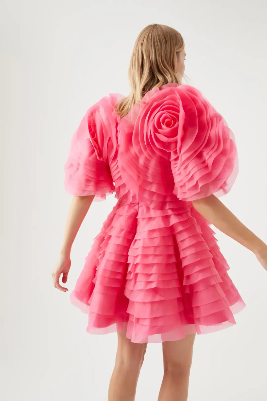 Aje Amour Ruffle Mini Dress In Pink Size AU 8 for rent on The Volte - main image