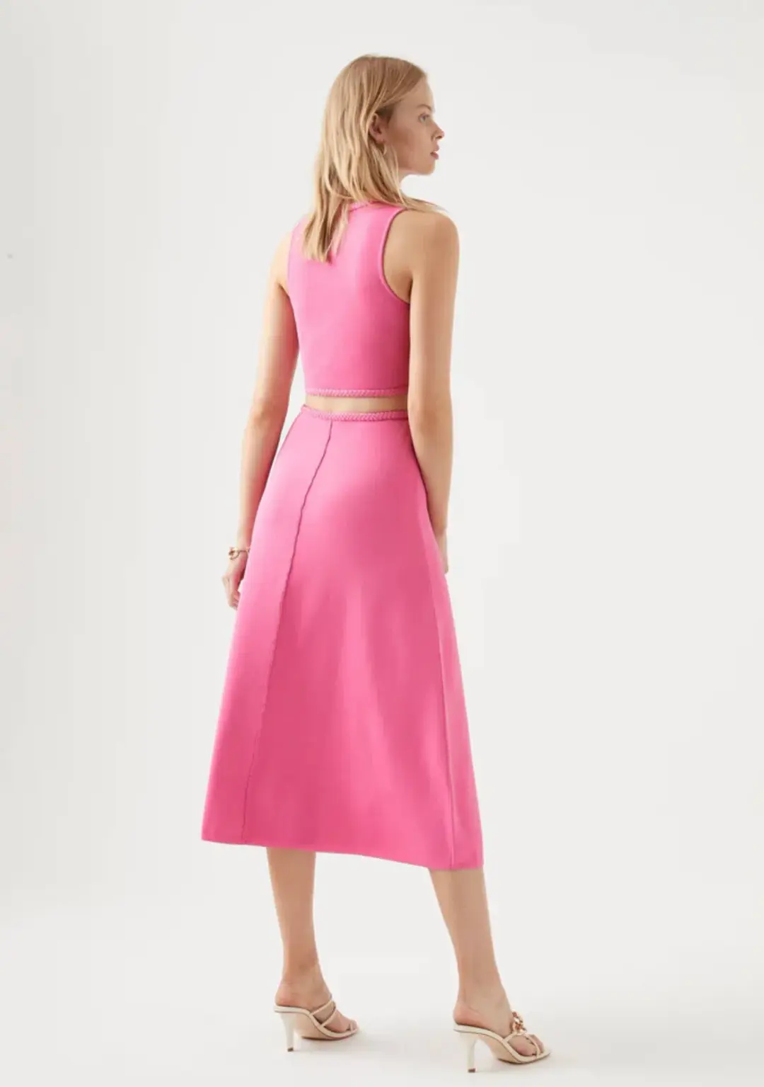 Aje Petal Knit Midi Skirt French Rose Pink Size S / AU 8 for rent on The Volte - main image
