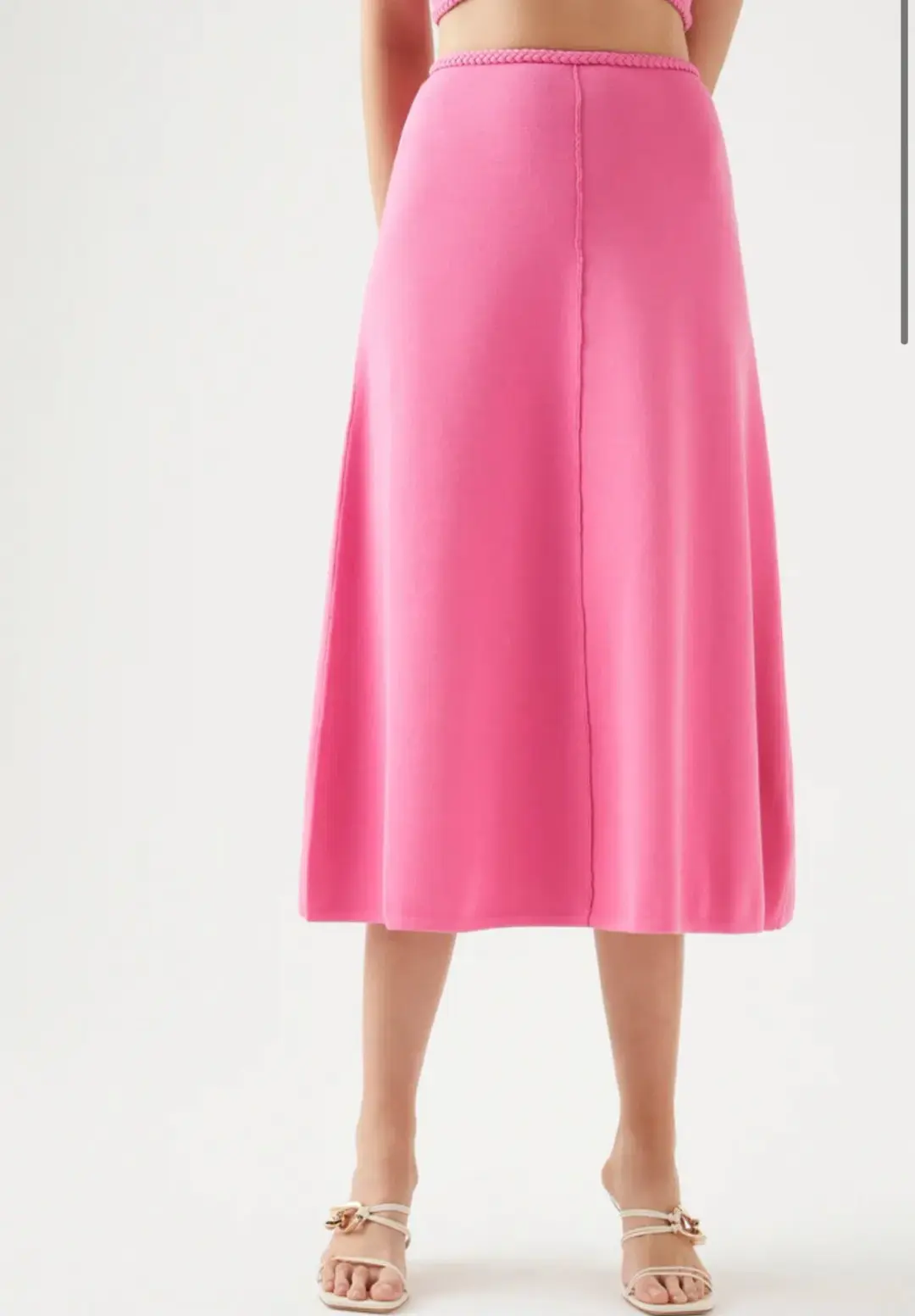 Aje Petal Knit Midi Skirt French Rose Pink Size S / AU 8 for rent on The Volte - main image