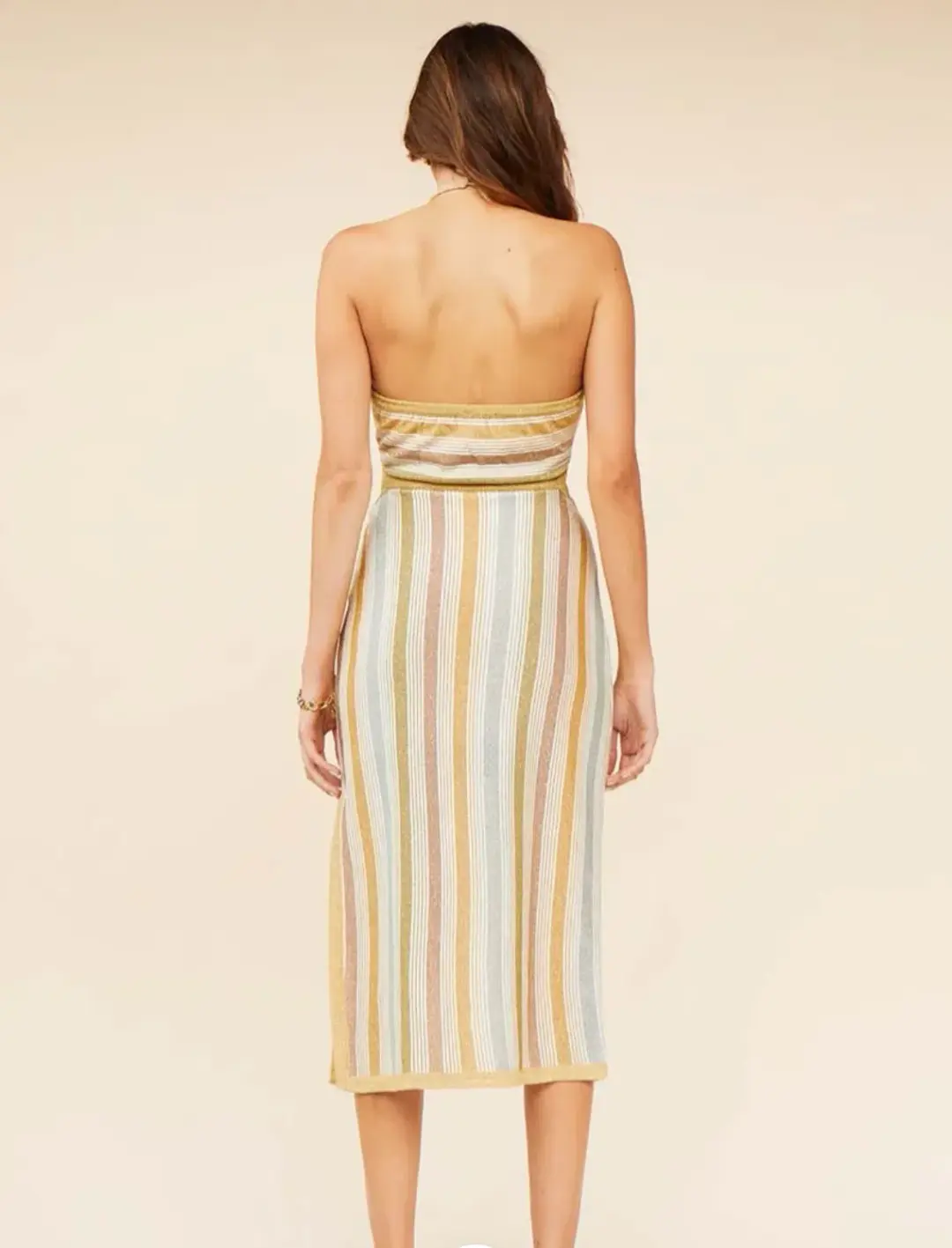 Suboo Luella Halter Cut Out Midi Dress Gold Size S / AU 8 for rent on The Volte - main image