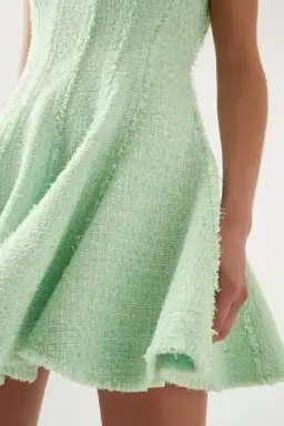 Aje Anais Boucle Mini Dress Green Size AU 14