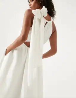 Aje Henriette Tie Strap Midi Dress Ivory Size 8 / S for rent on The Volte - image 4