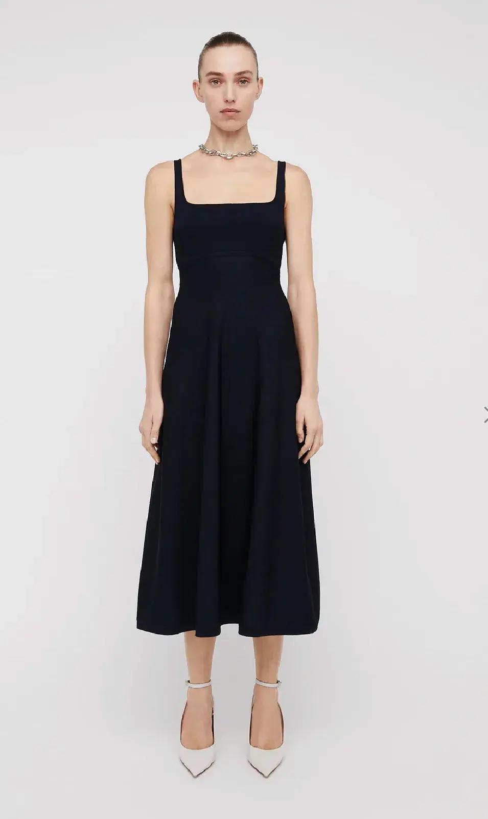 Scanlan Theodore Crepe Knit Square Neck Midi Dress Navy Size XS / Au 6 for rent on The Volte - main image