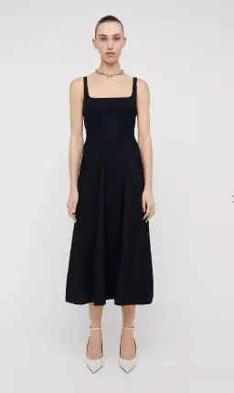 Scanlan Theodore Crepe Knit Square Neck Midi Dress Navy Size XS / Au 6 for rent on The Volte - image 1