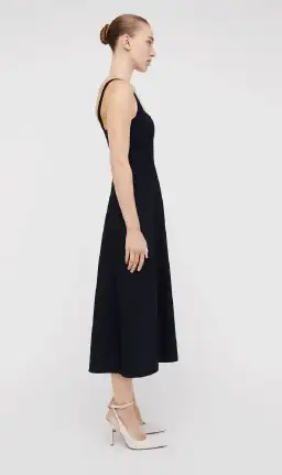 Scanlan Theodore Crepe Knit Square Neck Midi Dress Navy Size XS / Au 6 for rent on The Volte - image 2