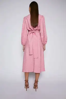Scanlan Theodore French Textured Weave Midi Dress Pink Size AU 12 for rent on The Volte - image 3