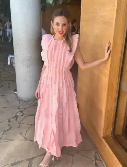 Aje Hybrid Midi Dress in Rose Pink Size AU 10