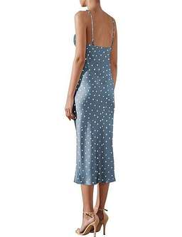 Shona Joy Bias Slip Midi ICE BLUE / IVORY SPOT