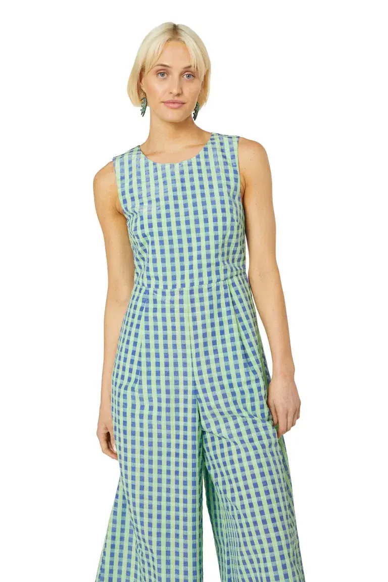 Gorman Stay In Check Pantsuit Green Size AU 16 for rent on The Volte - main image