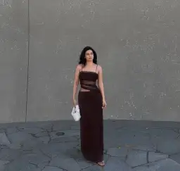 Christopher Esber Sheer Panel Dress Brown Size 6 for rent on The Volte - image 4