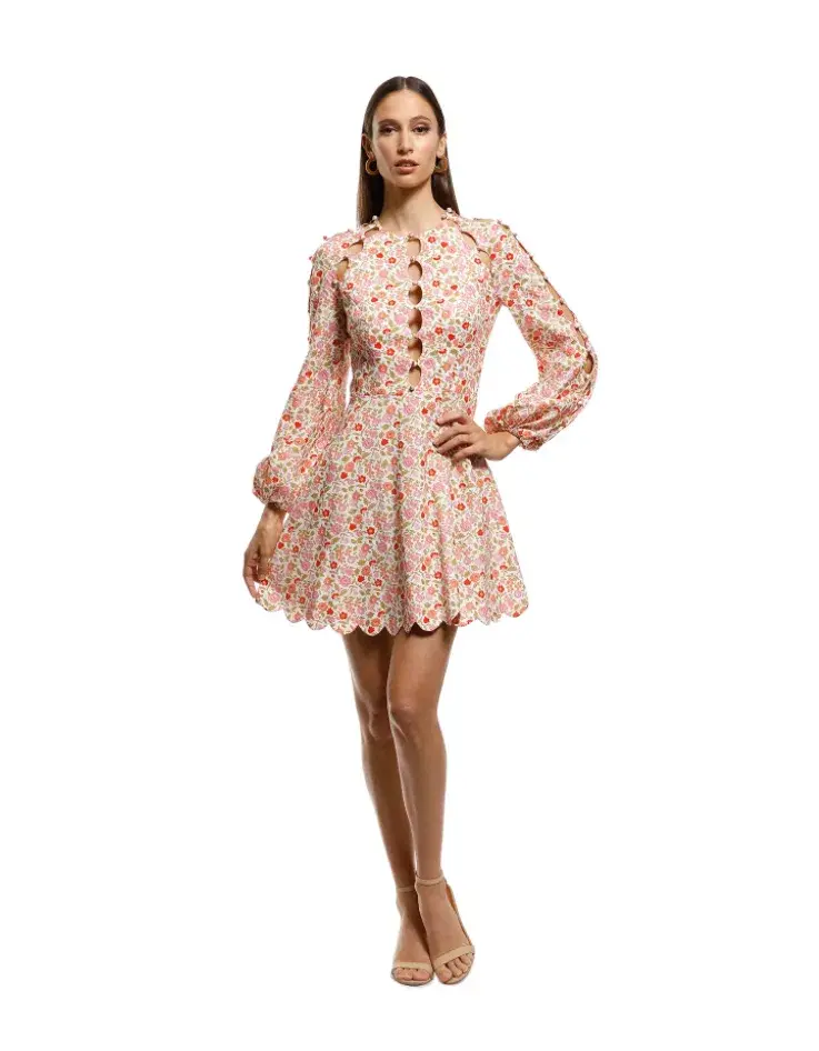 Zimmerman Goldie Scallop Floral Mini Dress Floral Size 2/AU 12 for rent on The Volte - main image