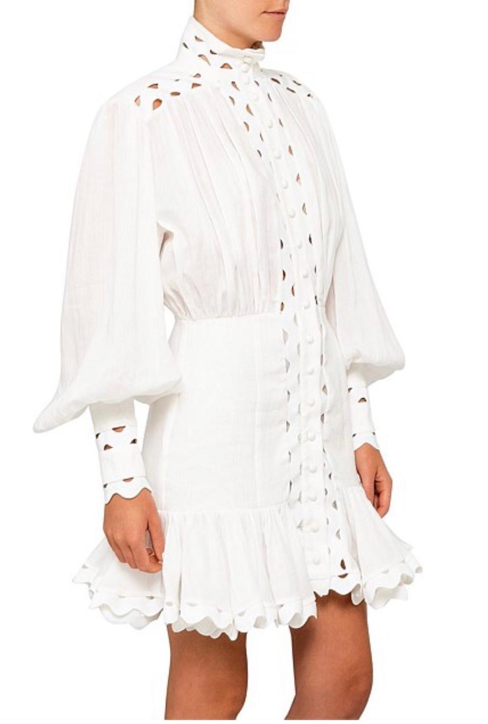 Zimmermann Ninety Six Wave Short Dress White Size 8 - Image 2