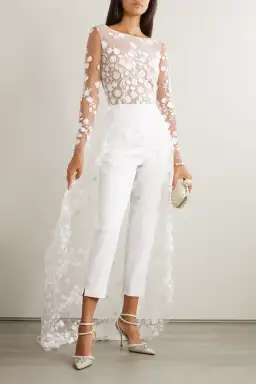 Rime Arodaky Patsy Lace Trimmed Jumpsuit White Size 6 for rent on The Volte - image 1