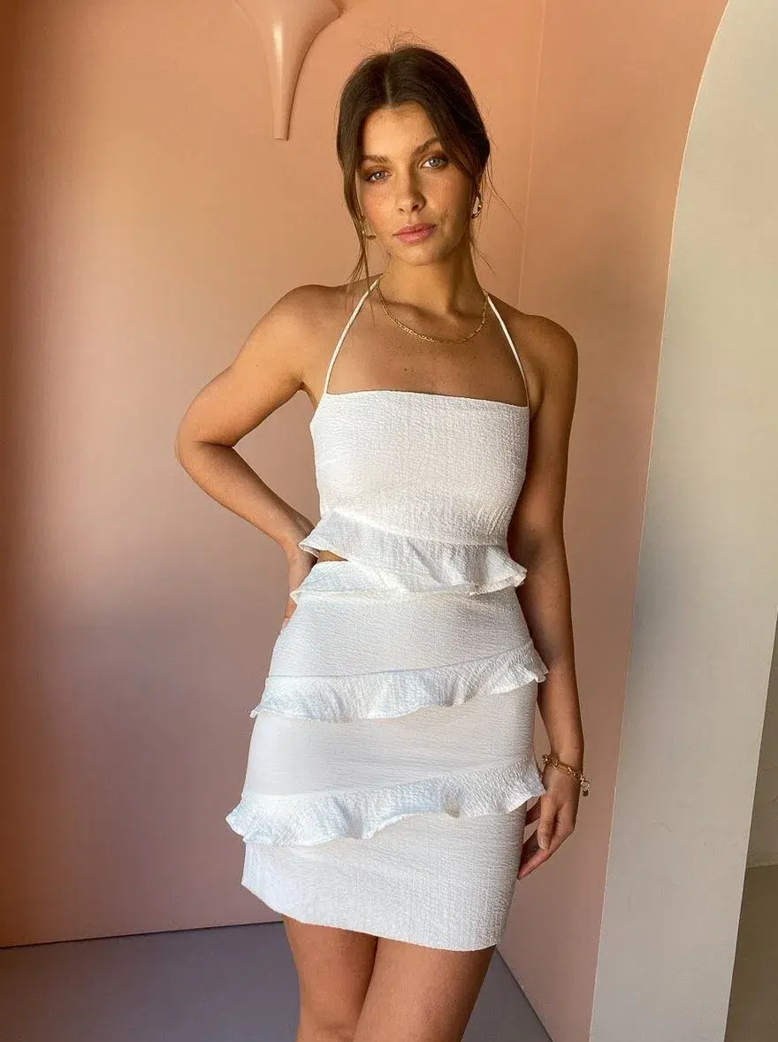 By Nicola Halo Mini Dress White Size 12 for rent on The Volte - main image