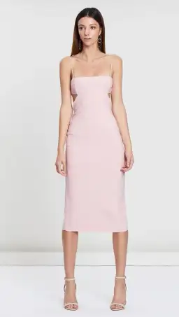 Bec and Bridge Elle Cut Out Midi Dress Pink Size 8
