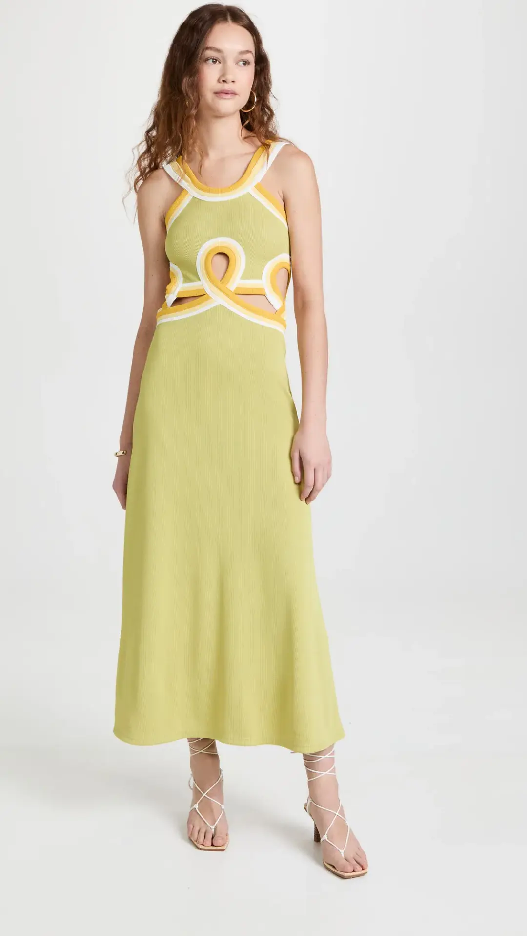 Christopher Esber Looped Verner Bind Dress Green Multi Size 8 for rent on The Volte - main image