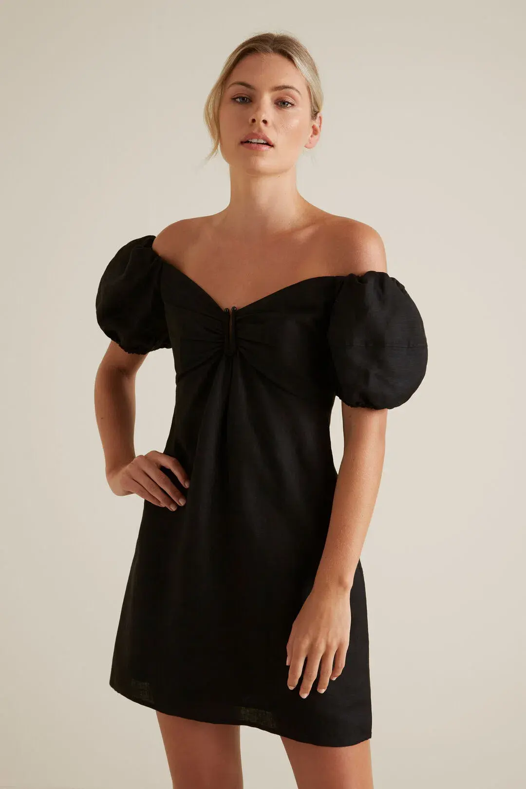 Seed Heritage Off Shoulder Mini Dress Black Size 14 for rent on The Volte - main image