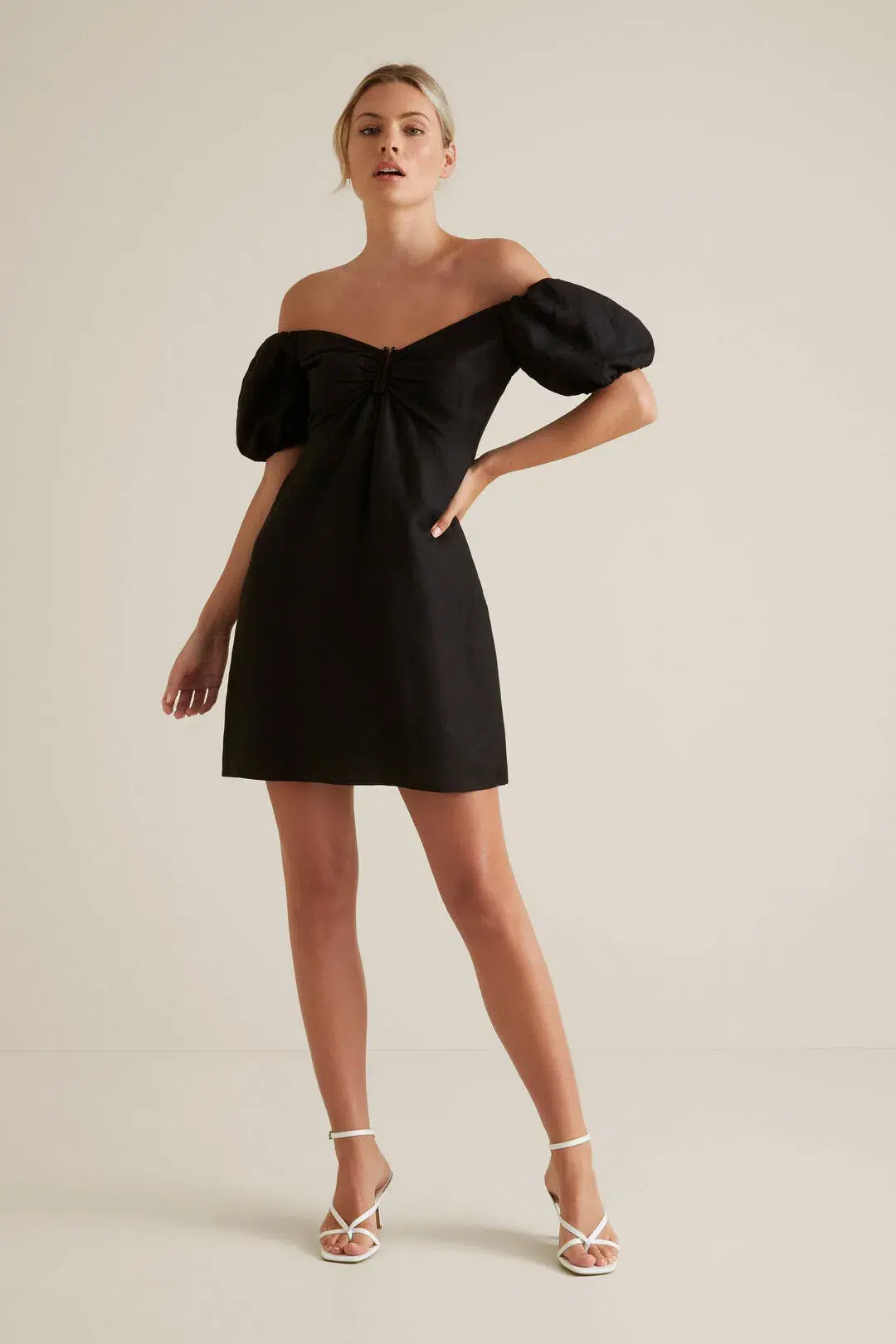 Seed Heritage Off Shoulder Mini Dress Black Size 14 for rent on The Volte - main image