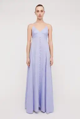 Scanlan Theodore Italian Linen Shoestring Dress Lilac Size 8 for rent on The Volte - image 2