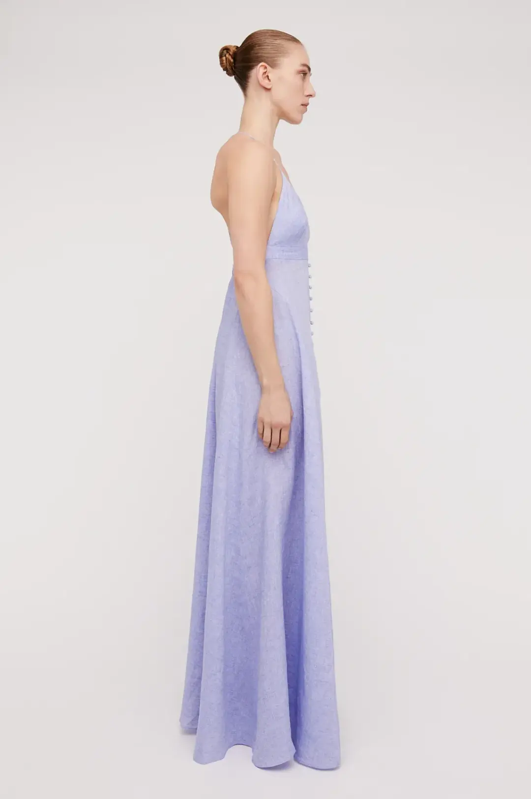 Scanlan Theodore Italian Linen Shoestring Dress Lilac Size 8 for rent on The Volte - main image