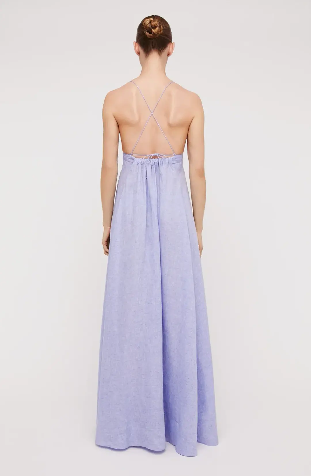 Scanlan Theodore Italian Linen Shoestring Dress Lilac Size 8 for rent on The Volte - main image