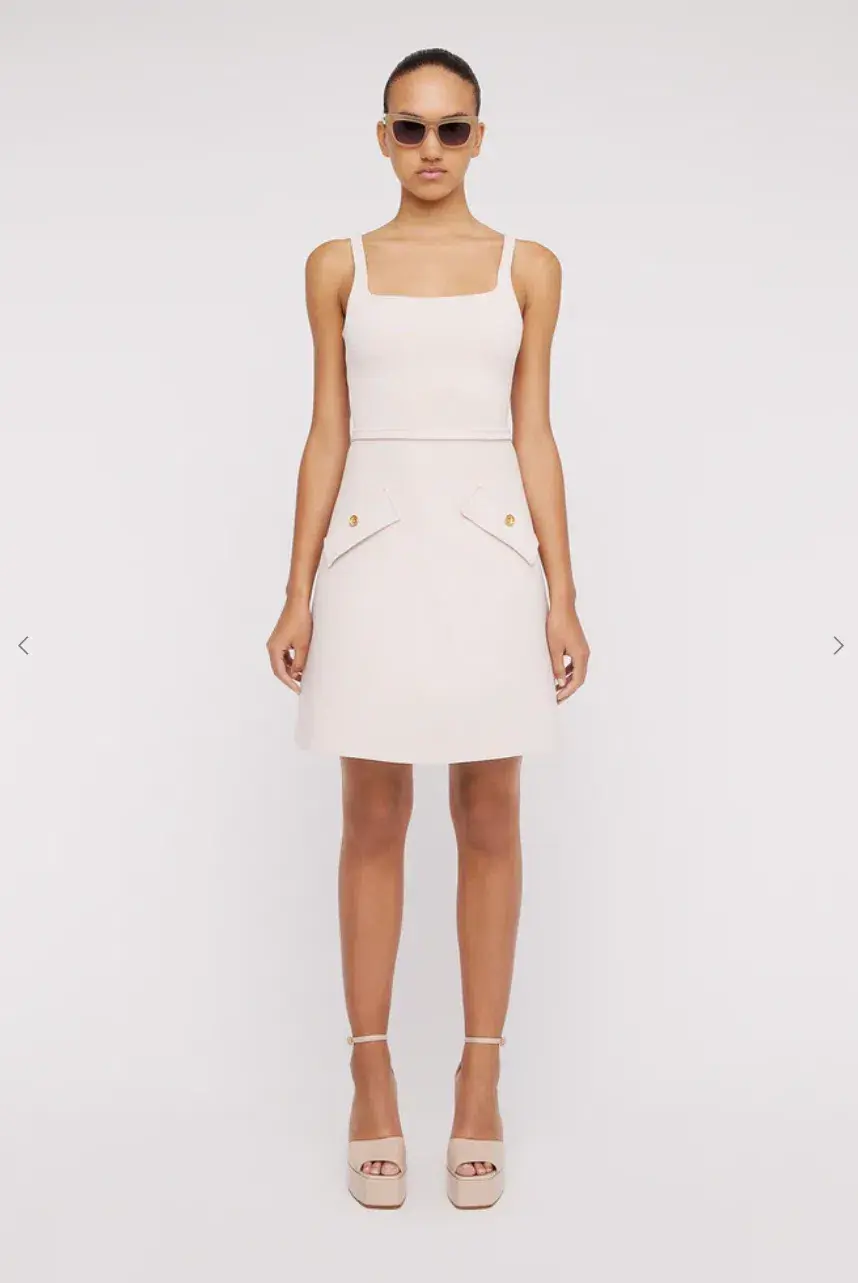 Scanlan Theodore Crepe Knit Square Pocket Dress Pink Size XS/ AU 6 for rent on The Volte - main image